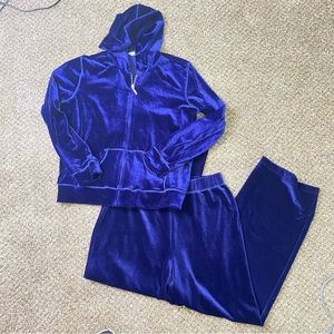 Vintage Mureli Velour Track Suit Set Royal Blue Size Large EUC